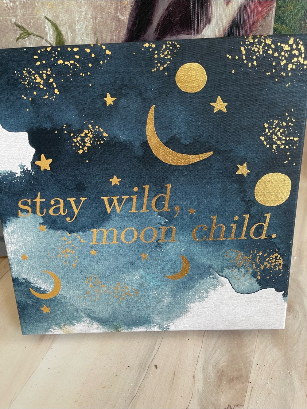 Stay Wild Moon Child Wall Art - Gold & Blue